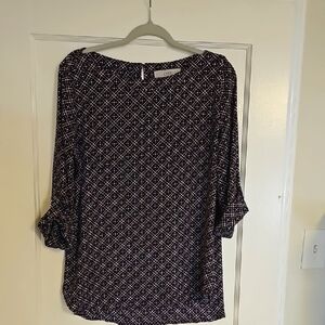 Loft Blue, White, & Pink Geometric Top